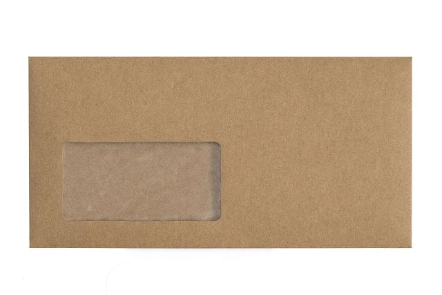Kuvert DIN lång med fönster, kraftpapper