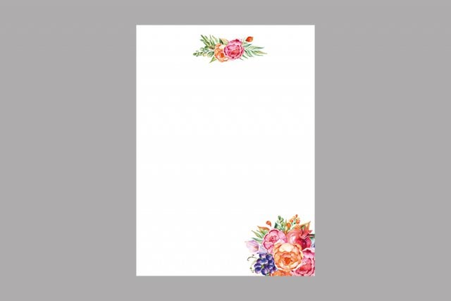 Brevpapper A4, rosor, 1-sidigt