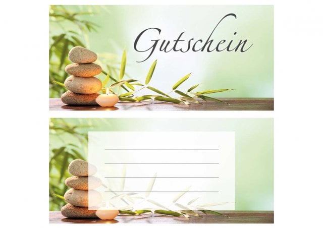 Kort DIN lång, tryck wellness grön, voucher