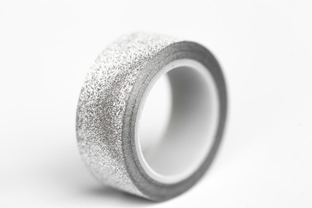 Självhäftande tejp glitter silver, 9 m lång, 15 mm bred