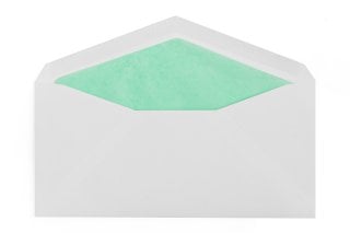 Kuvert DIN långa, vita med turkost foder