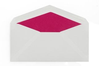 Kuvert DIN långa, vita med rosa foder