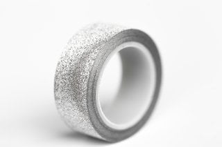 Självhäftande tejp glitter silver, 9 m lång, 15 mm bred