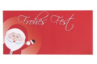 Kuvert DIN lång, tryck rött, jul tomte